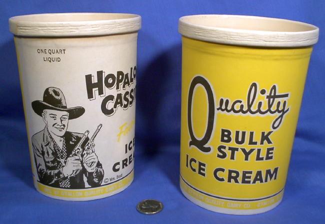 Hopalong Cassidy 1 Qt. Ice Cream Container Old Round Waxed Paper