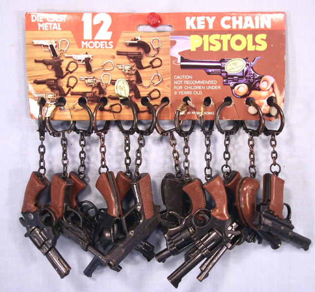 Vintage Metal Mini Flintlock Pirate Toy Gun Pistol Keychain Key Ring