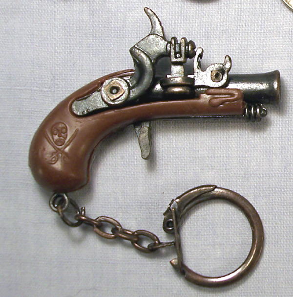 Vintage Metal Mini Flintlock Pirate Toy Gun Pistol Keychain Key