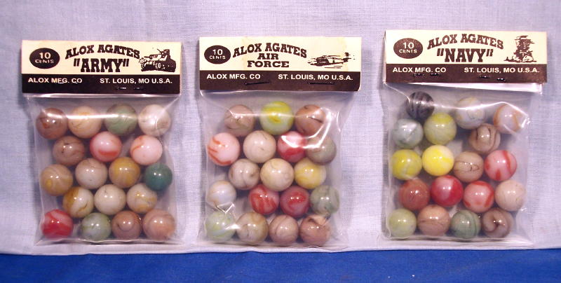 Vintage Alox Agates 18 Marbles in Package New Old Stock Original Packaging 1950 