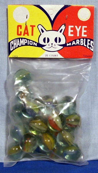 Vintage Cats Eye Glass Marble Clear Various Colors 125 Marbles 